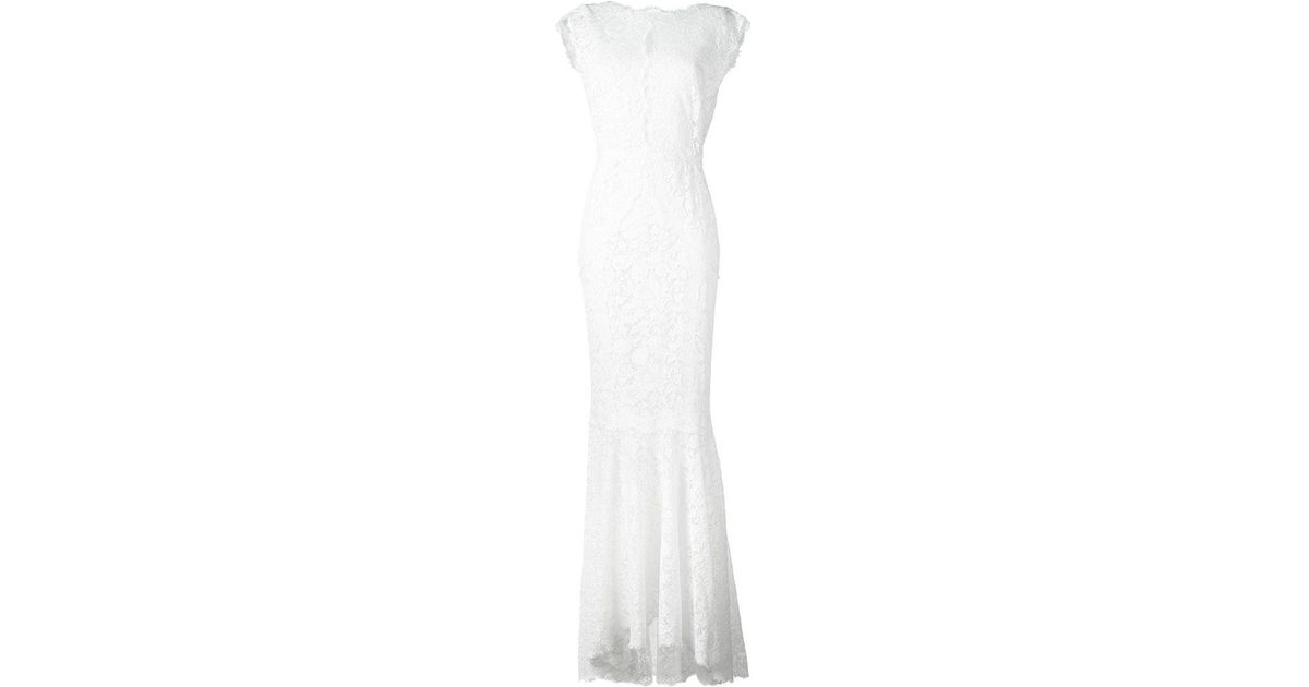 Lyst Dolce Gabbana Lace Fish Tail Gown In White