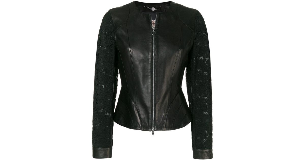 Lyst Marc Cain Lace Sleeved Jacket In Black