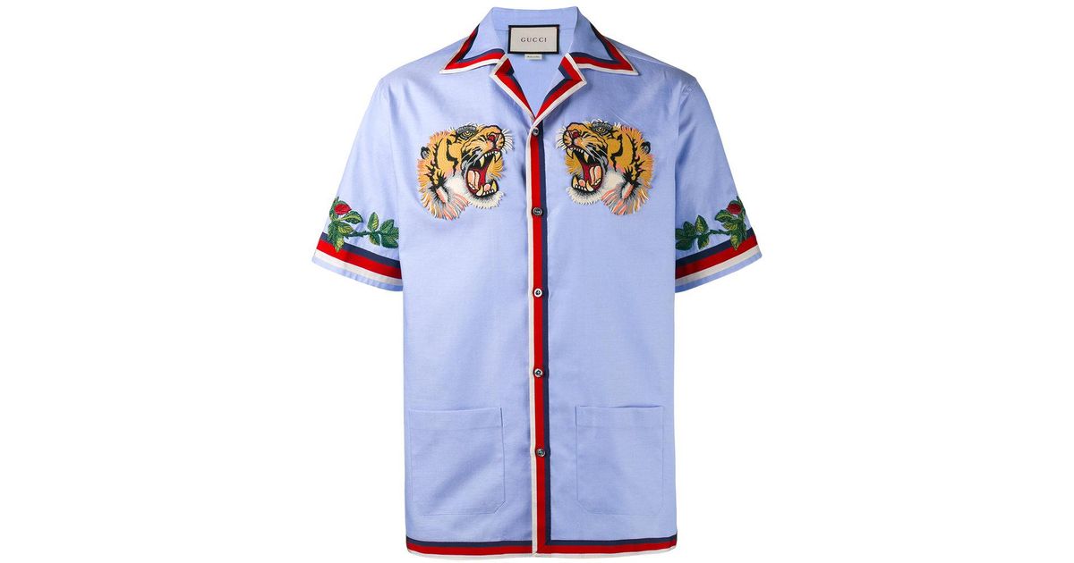 gucci panther face bowling shirt