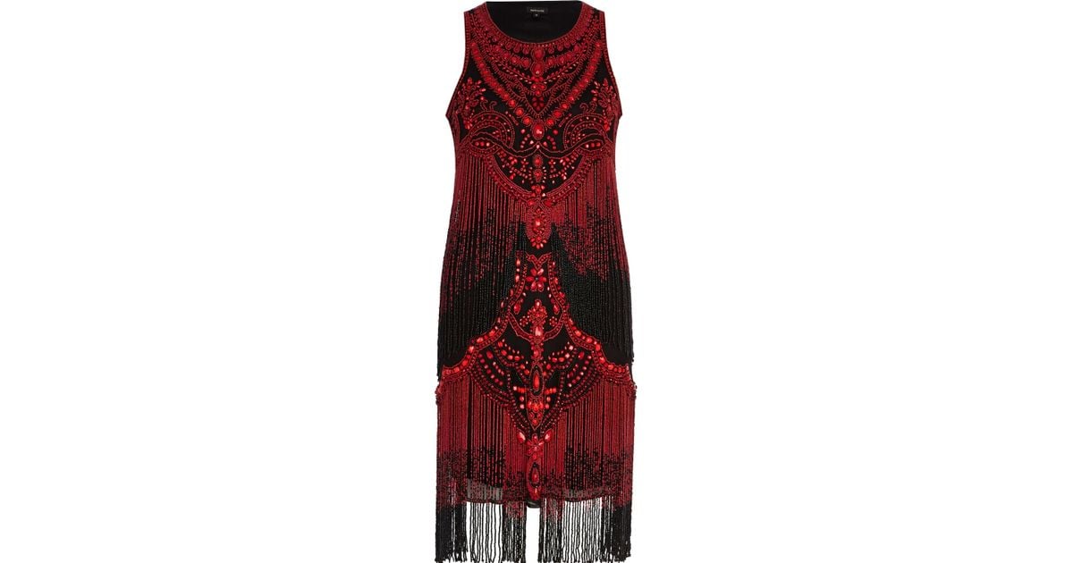 Red Beaded Fringe Dress