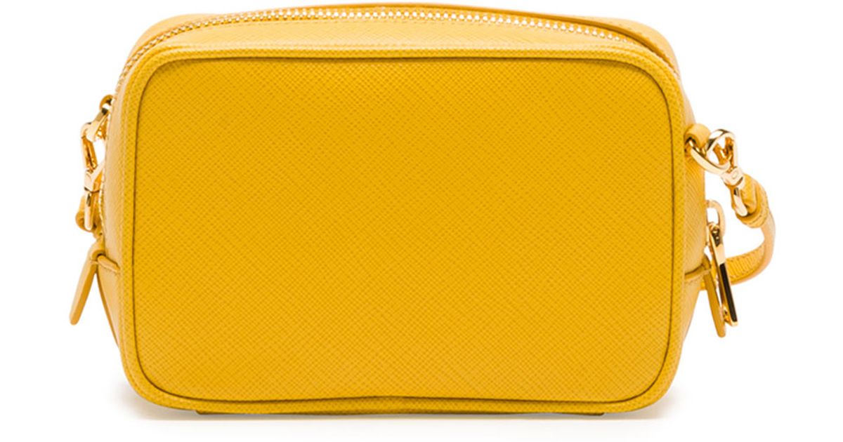 Prada Mini Vitello Daino Crossbody Bag in Yellow - Lyst