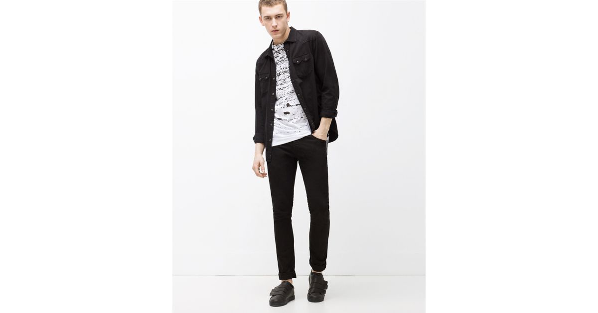 zara coat paint Splatter Black  Zara shirt  Men Lyst in (White) T for Paint