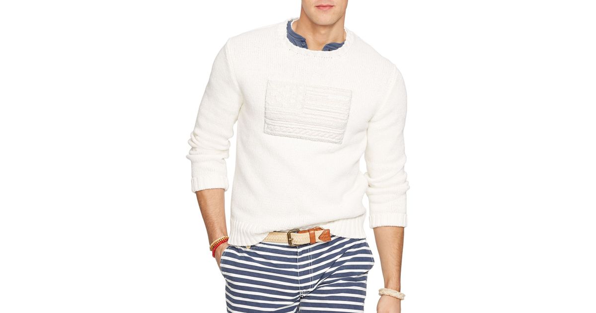 white polo half zip sweater polo ralph lauren flag