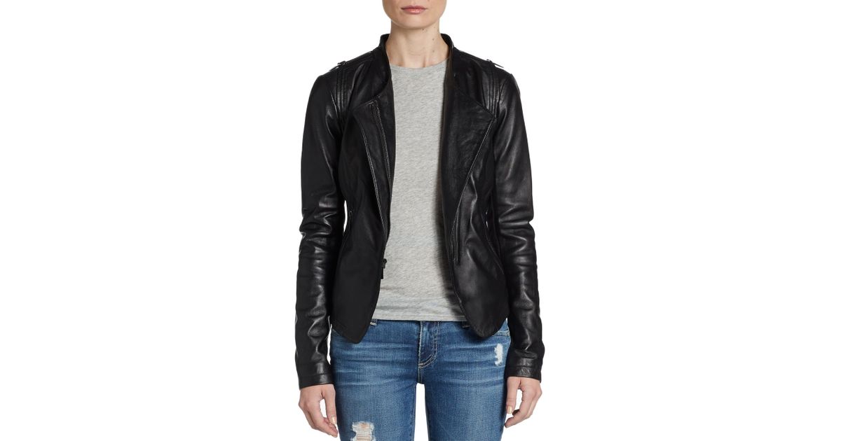 Laundry By Si Segal Asymmetrical Zipfront Leather Jacket In Laundry By Si Segal Asymmetrical Zipfront Leather Jacket In Black Lyst