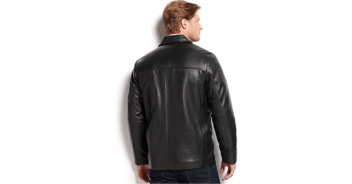 Perry Ellis Black Portfolio Big And Tall Leather Er Jacket For Men