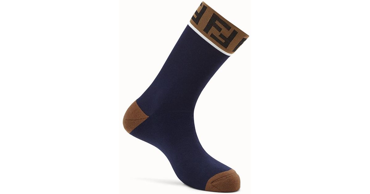 Fendi Ff Motif Socks in Blue for Men Lyst
