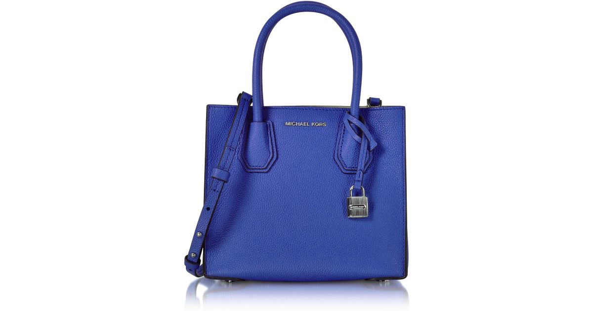 Lyst Michael Kors Mercer Medium Electric Blue Pebble Leather Lyst Michael Kors Mercer Medium Electric Blue Pebble Leather Crossbody Bag In