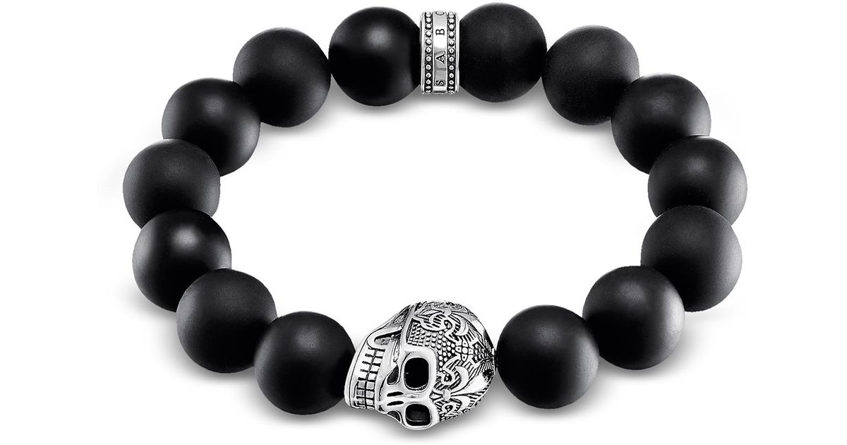 Lyst Thomas Sabo Skull Sterling Silver Men S Bracelet W Lyst Thomas Sabo Skull Sterling Silver Men S Bracelet W Obsidian Matt Beads In Black For