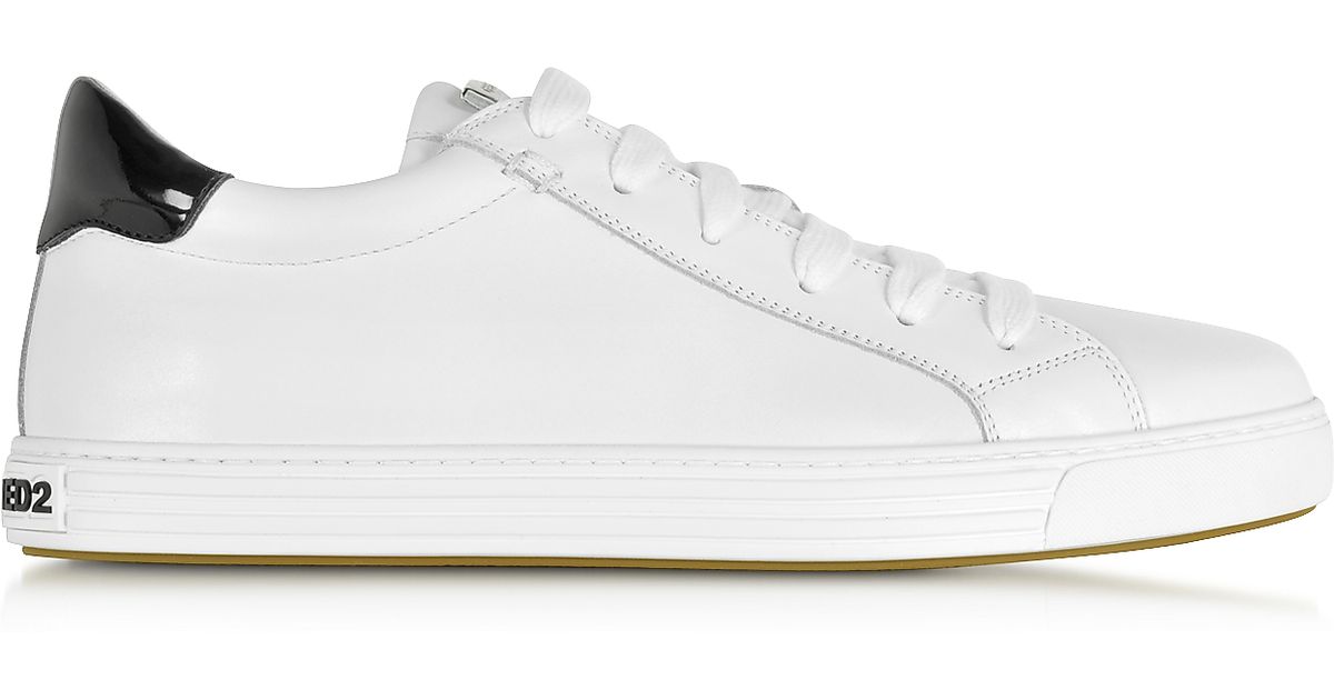 Dsquared² Tennis Club White Leather And Black Patent Leather Men's ...