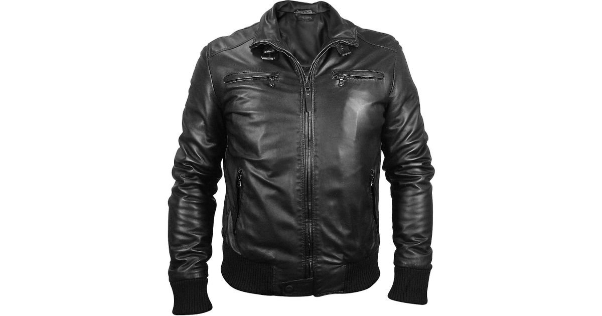Lyst Forzieri Men S Black Leather Motorcycle Jacket In For