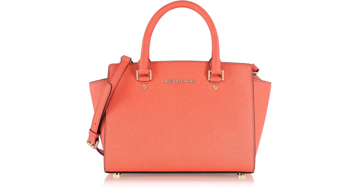 Lyst - Michael Kors Pink Grapefruit Selma Medium Saffiano ...