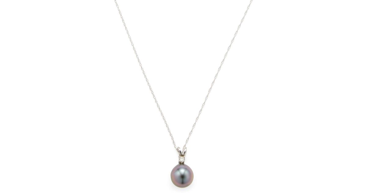 Lyst Belpearl 14k White Gold Tahitian Pearl 0 05 Total Ct Lyst Belpearl 14k White Gold Tahitian Pearl 0 05 Total Ct Diamond Pendant Necklace In Black