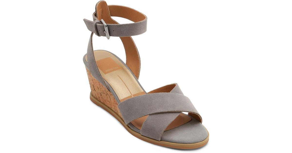 Dolce Vita Lia Suede Wedge Sandal in Grey (Gray) Lyst
