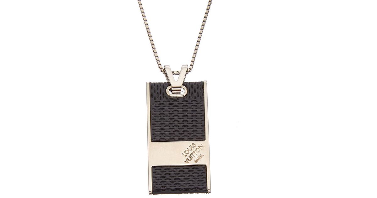 Lyst - Louis Vuitton Black & Silver-tone Soho Pendant Necklace in Metallic for Men