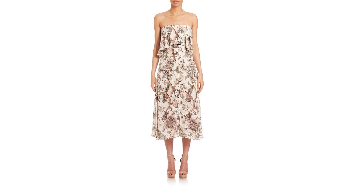 zimmermann strapless flounce dress