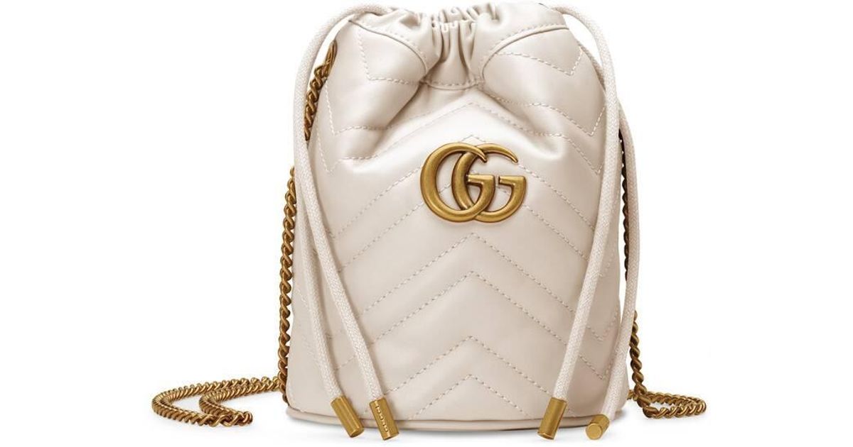 Gucci Gg Marmont Mini Bucket Bag in White - Lyst