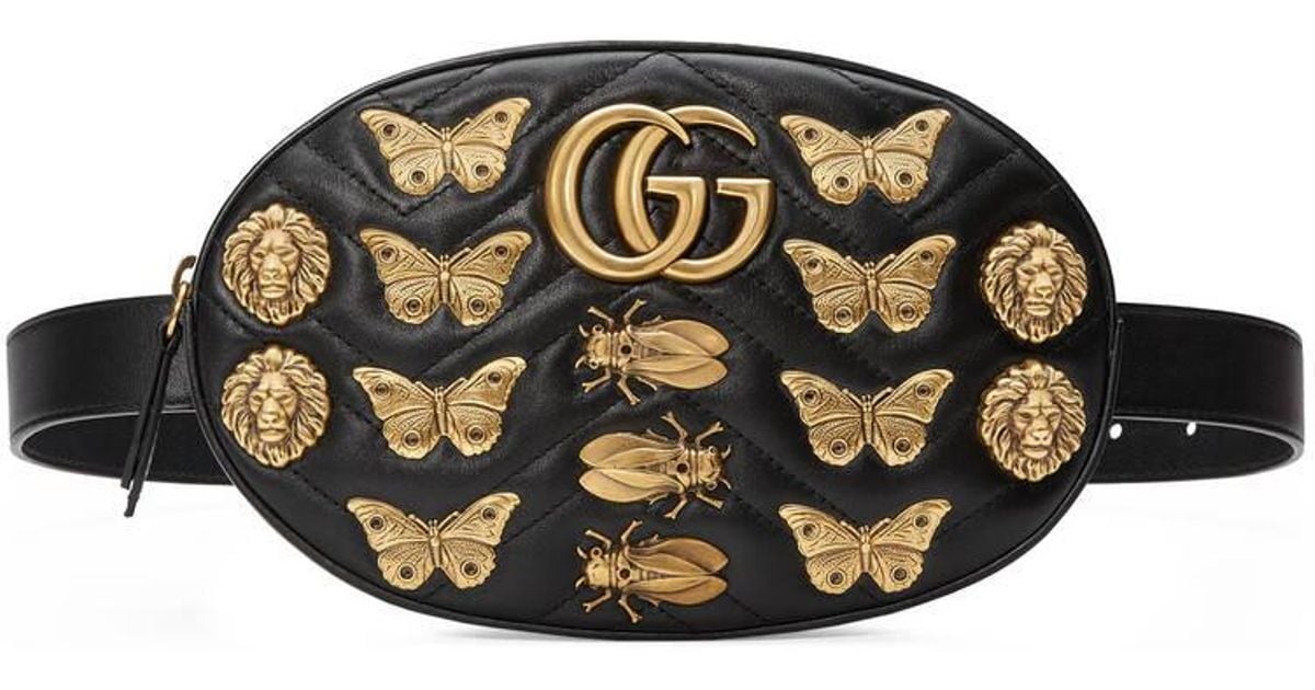 Lyst Gucci Gg Marmont Animal Studs Leather Belt Bag