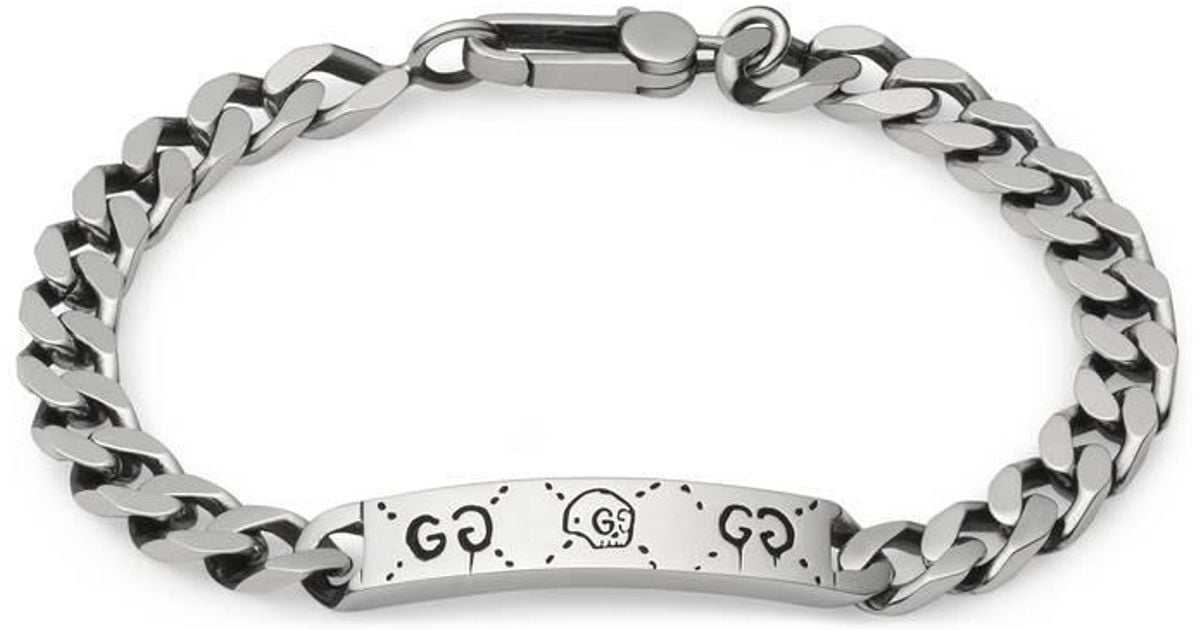 Gucci Metallic Ghost Chain Bracelet In Silver for men