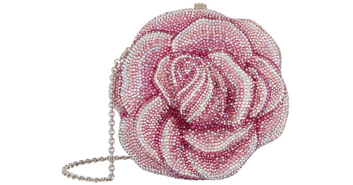Lyst Judith Leiber Embellished Rose Clutch Bag In Pink