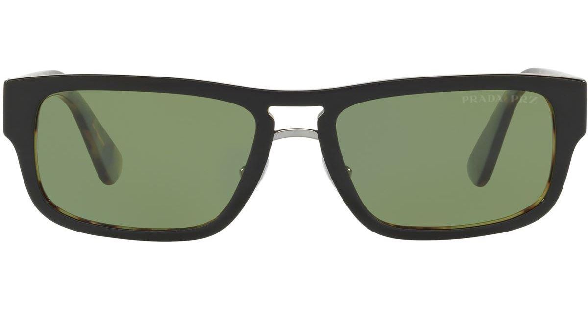 Prada Rectangle Sunglasses in Green for Men - Lyst