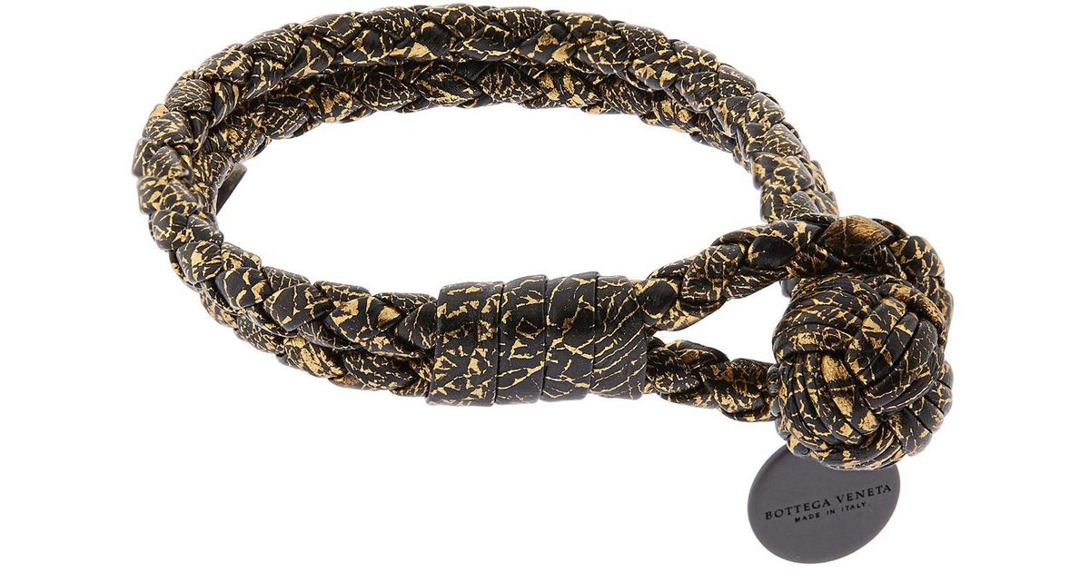 Lyst Bottega Veneta Intrecciato Double Knot Bracelet In Metallic