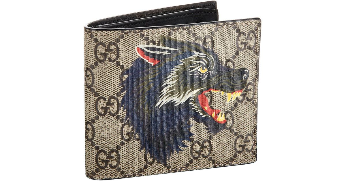 Gucci Wolf Bifold Wallet in Natural for Men - Lyst
