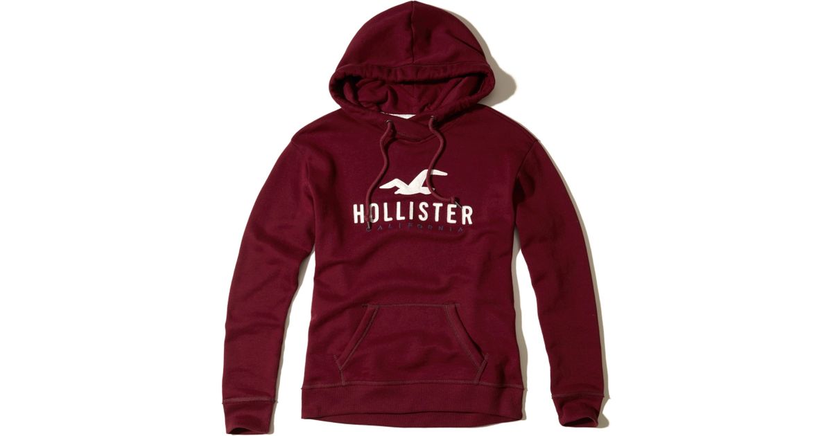 Hollister Logo Graphic Hoodie in Red | Lyst