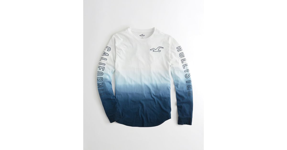 ombre print logo graphic tee hollister