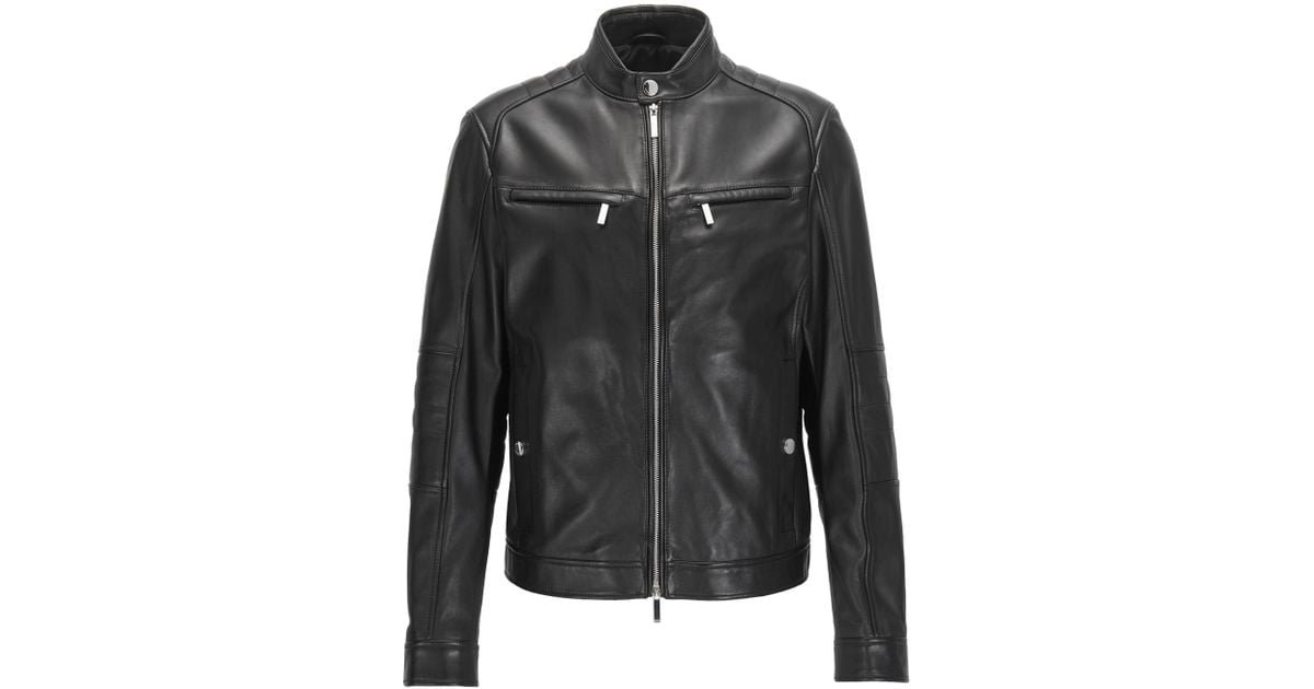 BOSS Regular-fit Mercedes-benz Leather Jacket in Black for Men - Lyst