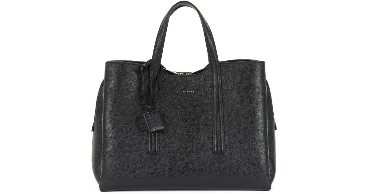 Lyst Boss Tote Bag In Grained Italian Leather Black