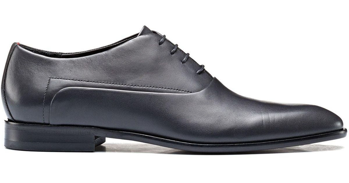 HUGO Oxford Shoes In Burnished Leather With Signature Stitching in Dark ...