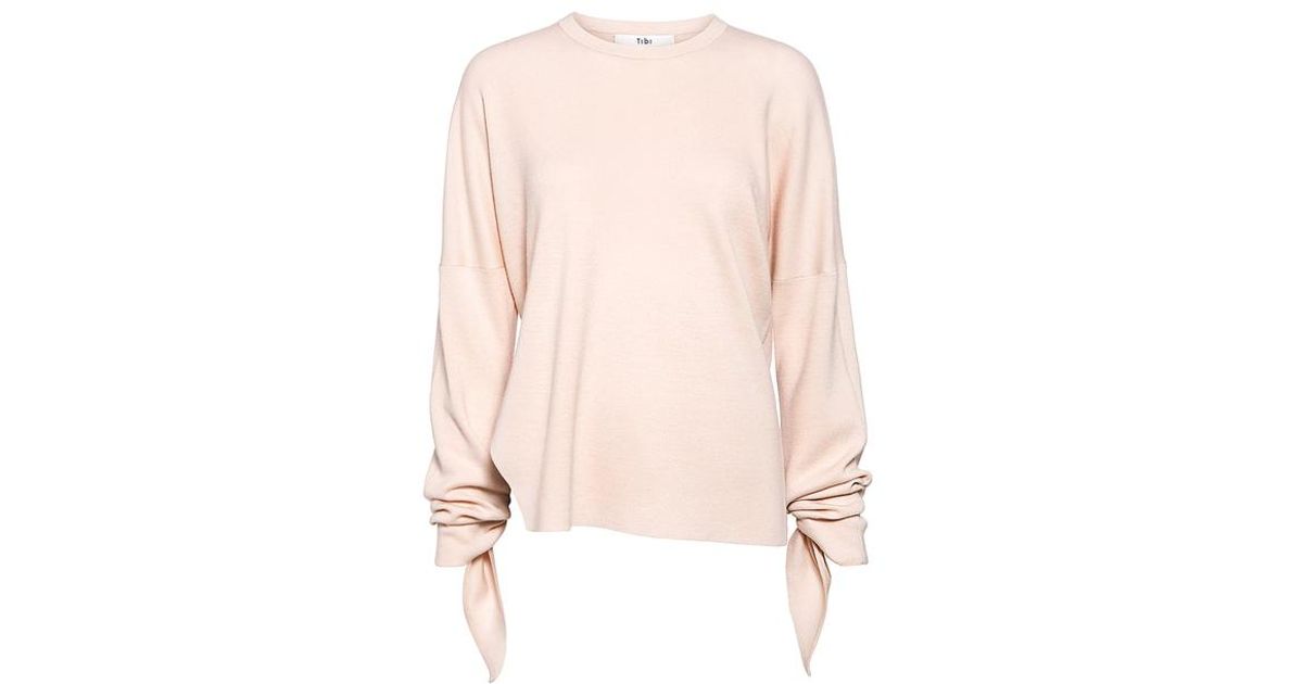 Tibi Tie Sleeves Sweater in Pink | Lyst