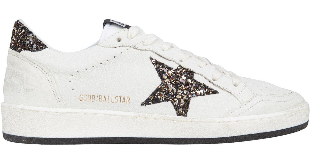 Golden Goose Deluxe Brand Ball Star Glitter Sneakers in White - Lyst