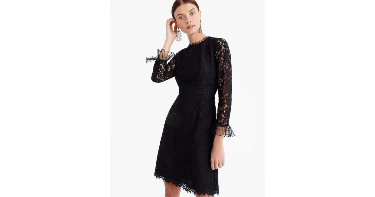 Lyst J Crew Long Sleeve Lace Dress In Black