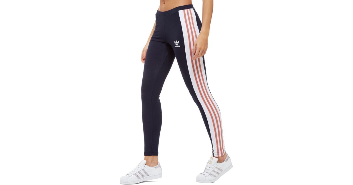 Adidas Originals Blue 3-stripes Panel Leggings Adidas Originals Blue 3-stripes Panel Leggings