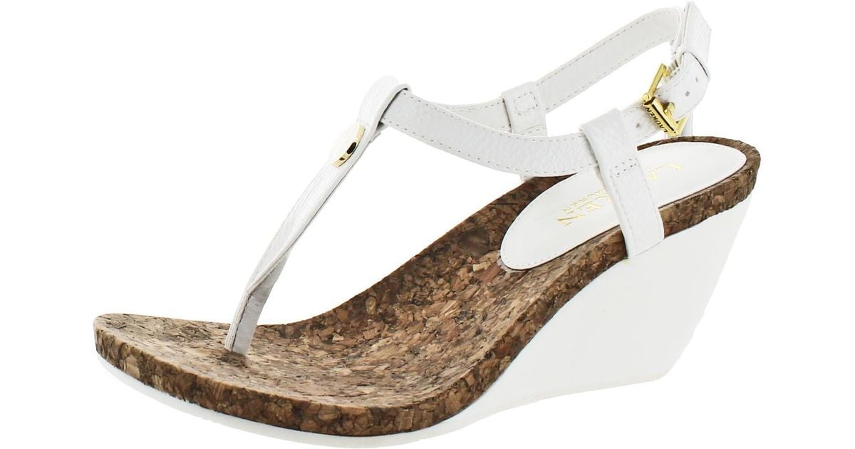 White Lauren Lyst Reeta By Cork Sandals T Ralph Wedge Strap qUpSzMVG
