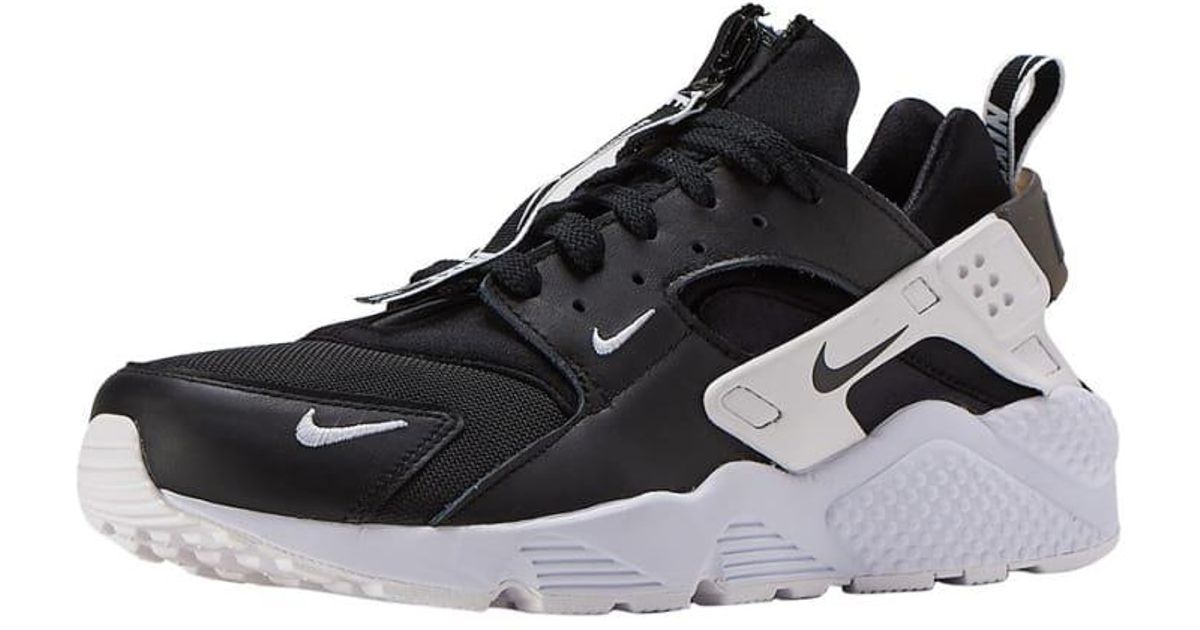 nike air huarache run prm zip black white