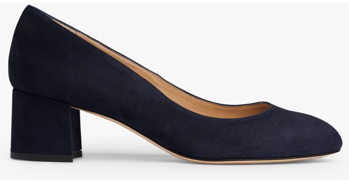 blue court shoes block heel