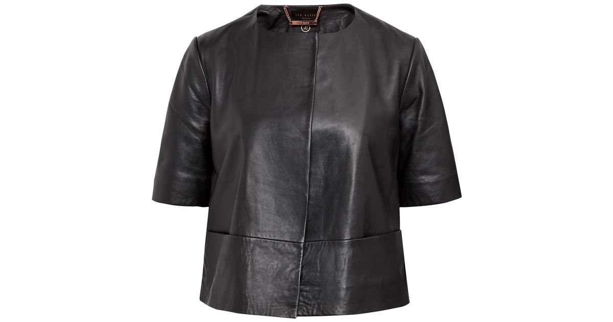 Ted Baker Losimia Short Leather Jacket In Black Lyst