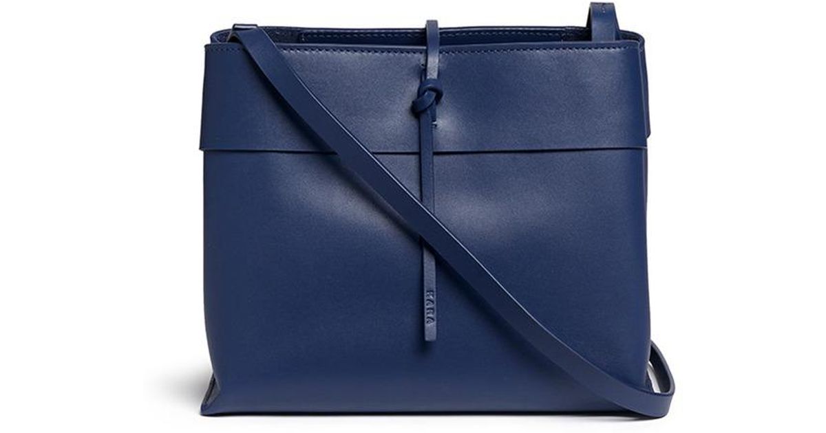 Kara Tie Crossbody Leather Bag In Blue Lyst