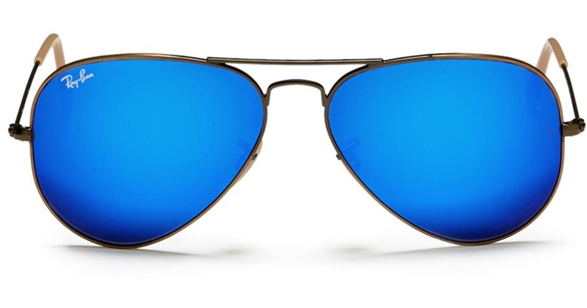 Lyst - Ray-Ban 'aviator Large Metal' Mirror Sunglasses in Blue