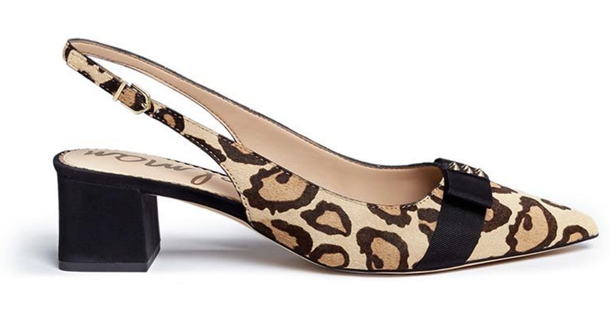 Lyst - Sam Edelman 'alwyn' Leopard Print Calfhair Slingback Pumps in Brown