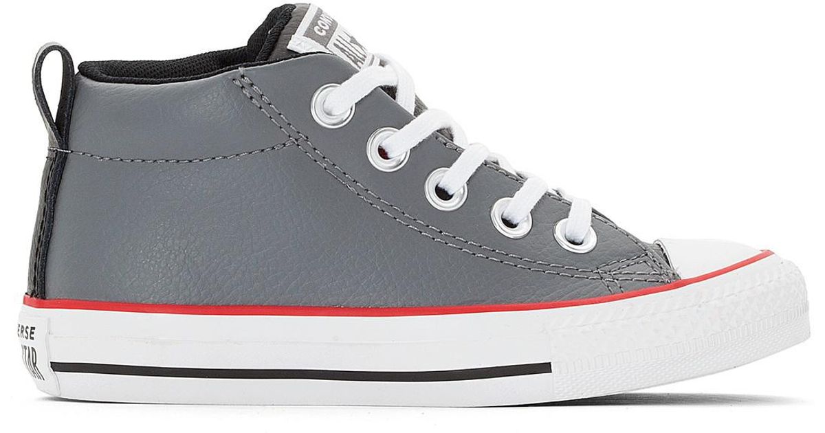 grey mid top converse