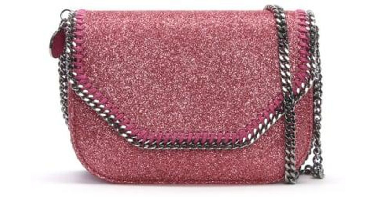 Lyst Stella Mccartney Falabella Mini Pink Glitter Box Bag In