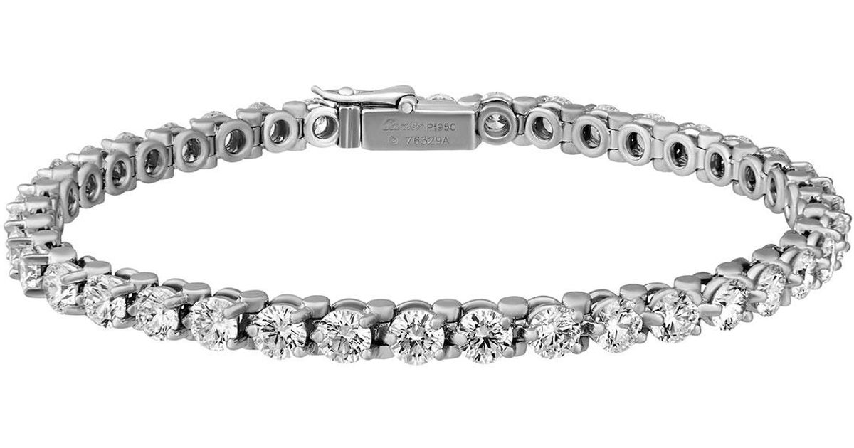 Lyst Cartier Estate Essential Lines Platinum Diamond Tennis Lyst Cartier Estate Essential Lines Platinum Diamond Tennis Bracelet In Metallic