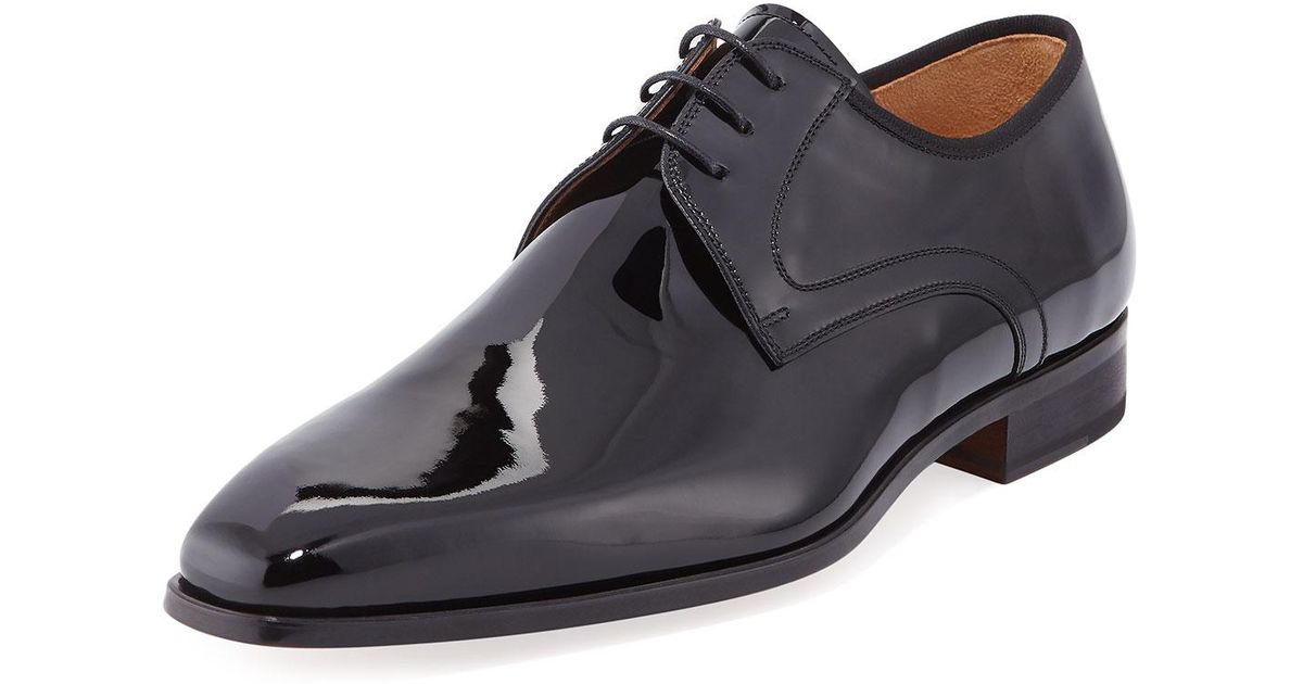 Lyst - Neiman Marcus Men&#39;s Patent Leather Lace-up Dress Shoes in Black for Men