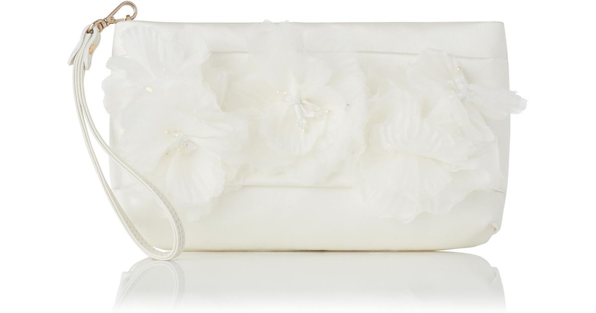 L K Bennett Beatrice Ivory Satin Clutch Bag In White Lyst