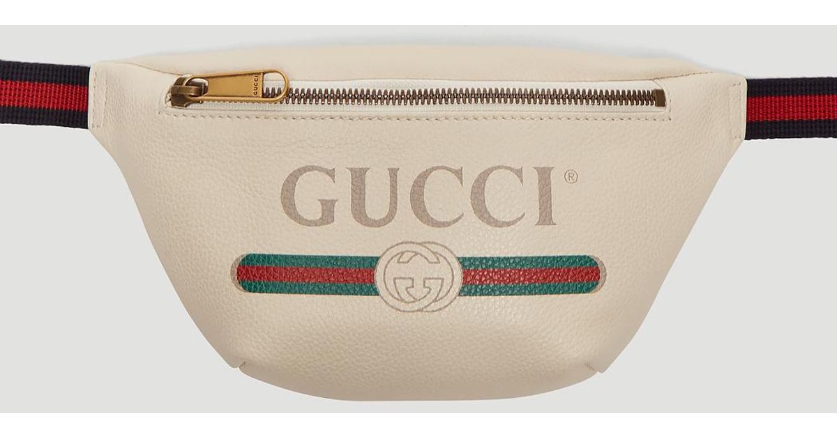 Gucci Leather Logo Belt Bag In White in White for Men - Lyst