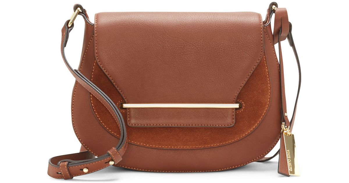 Vince camuto Eda Leather Crossbody Saddle Bag in Brown | Lyst