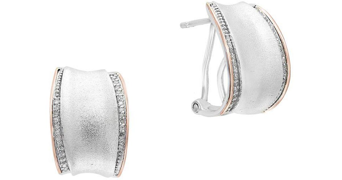Lyst Effy Sterling Silver Omega Back Earrings In Metallic